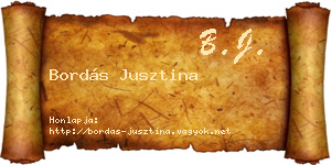 Bordás Jusztina névjegykártya